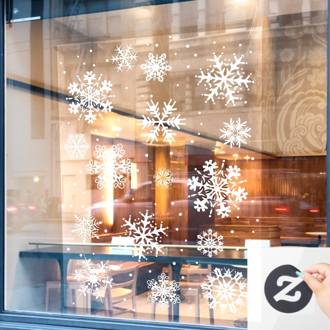 Snowflake window decals, winter  window cling (Cafe Window)