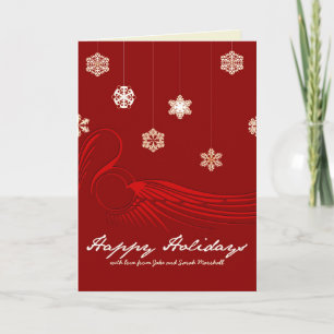 Snowflake Wings Red Holiday Christmas Card