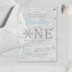 Snowflake Winter 1st Birthday Acrylic Invitations