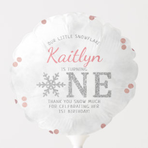 Snowflake Winter 1st Birthday Balloon