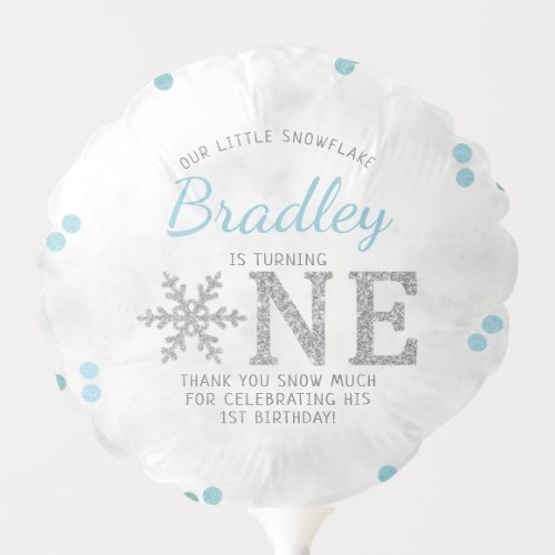 Snowflake Winter 1st Birthday Balloon