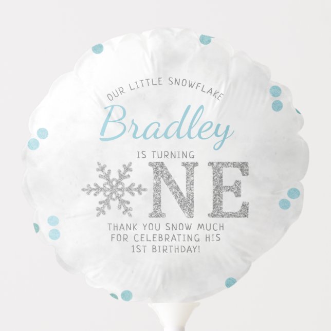 Snowflake Winter 1st Birthday Balloon (Front)