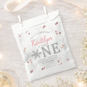 Snowflake Winter 1st Birthday Favor Bag