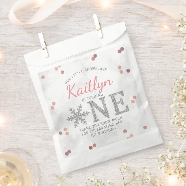 Snowflake Winter 1st Birthday Favor Bag (Clipped)
