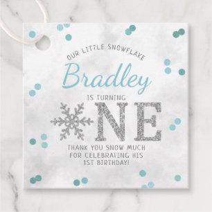Snowflake Winter 1st Birthday Favor Tags