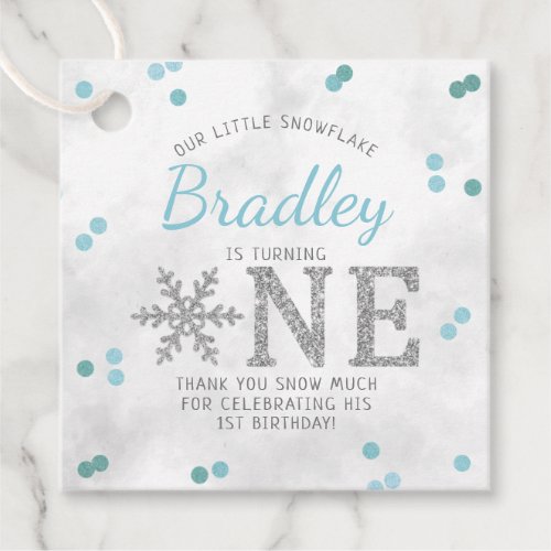 Snowflake Winter 1st Birthday Favor Tags