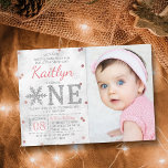 Snowflake Winter 1st Birthday Photo Invitation<br><div class="desc">Celebrate in style with these trendy 1st birthday invitations. This design is easy to personalize with your special event wording and your guests will be thrilled when they receive these fabulous invites.</div>