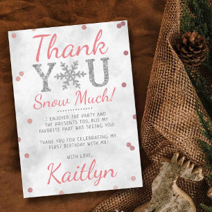 Snowflake Winter 1st Birthday Thank You Card