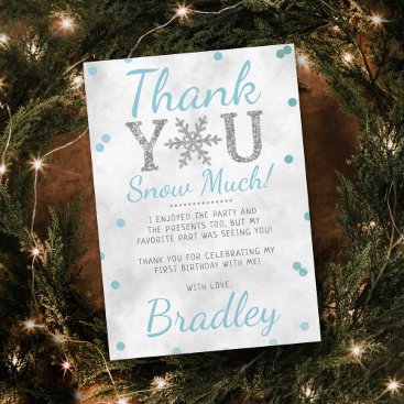 Snowflake Winter 1st Birthday Thank You Card