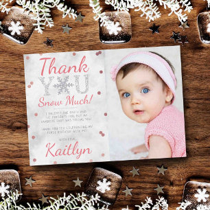 Snowflake Winter 1st Birthday Thank You Foil Cards