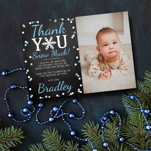 Snowflake Winter 1st Birthday Thank You Foil Cards