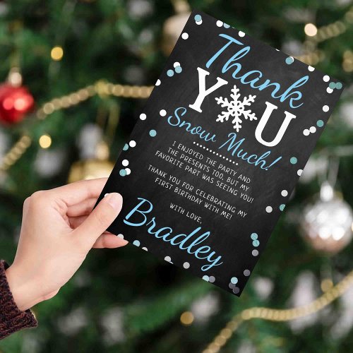 Snowflake Winter 1st Birthday Thank You Foil Cards