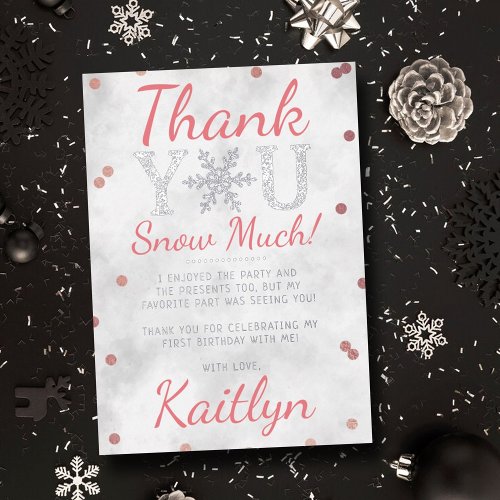 Snowflake Winter 1st Birthday Thank You Foil Cards