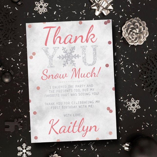 Snowflake Winter 1st Birthday Thank You Foil Cards (Creator Uploaded)