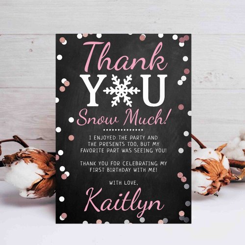 Snowflake Winter 1st Birthday Thank You Foil Cards