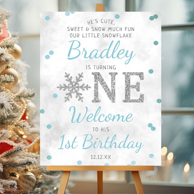 Snowflake Winter 1st Birthday Welcome Foam Board (Creator Uploaded)