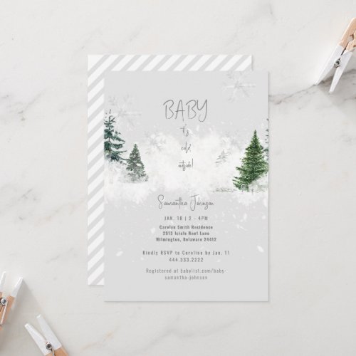 Snowflake Winter Baby Its Cold Neutral Shower Inv Invitation