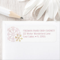 Snowflake Winter Baby Shower Address Label – Gold