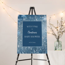 Snowflake Winter Baby Shower Blue Welcome Sign