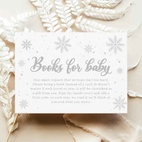 Snowflake Winter Baby Shower Books for Baby Enclosure Card