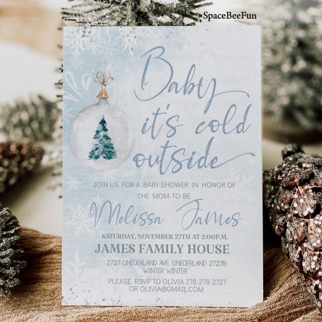 Snowflake Winter baby shower Boy Baby it's cold  Invitation (Snowflake Winter baby shower Boy Baby it's cold outside Baby shower invitation Winter baby shower Ch)