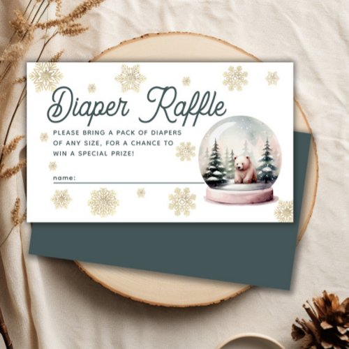 Snowflake Winter Baby Shower Diaper Raffle Enclosure Card