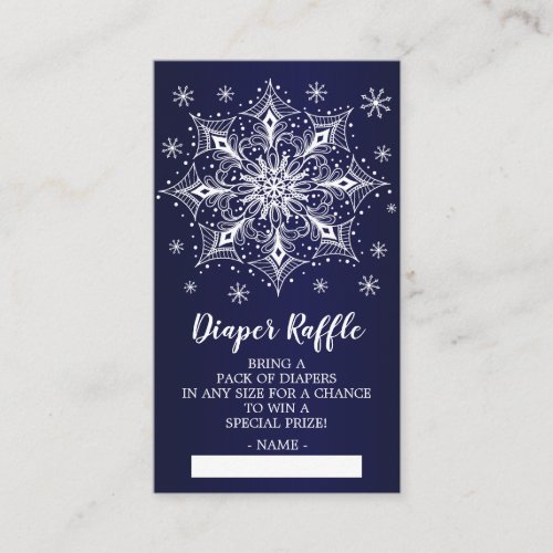 Snowflake Winter Baby Shower Diaper Raffle Ticket Enclosure Card