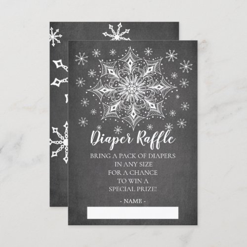 Snowflake Winter Baby Shower Diaper Raffle Ticket Invitation