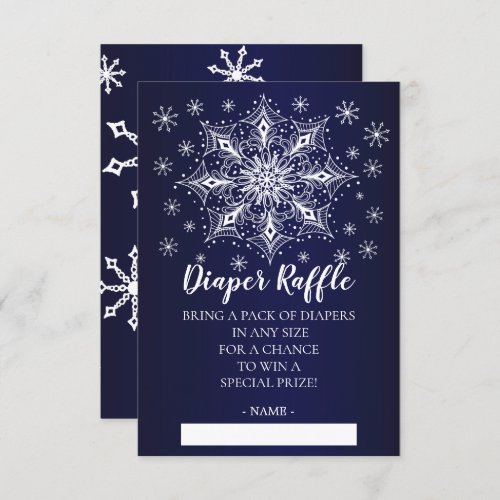 Snowflake Winter Baby Shower Diaper Raffle Ticket Invitation