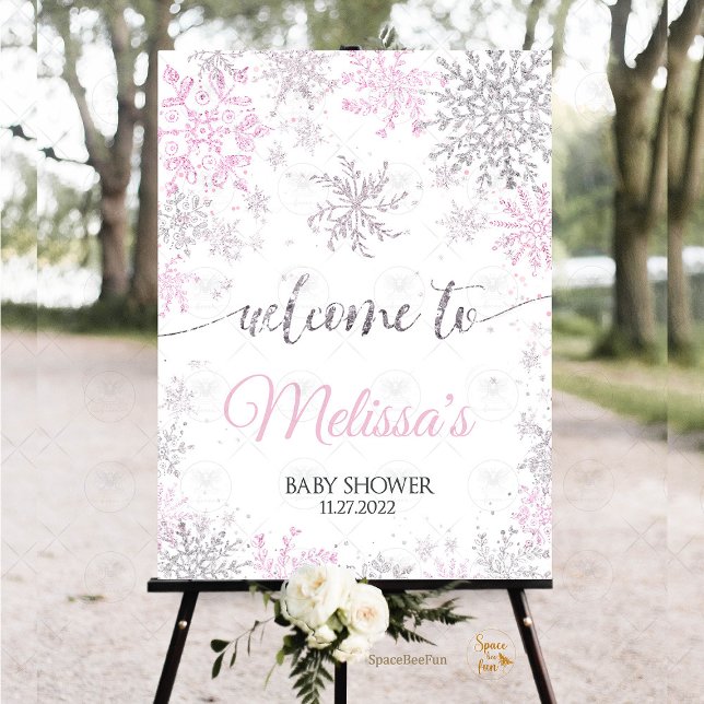 Snowflake Winter Baby shower Girl  Foam Board (Snowflake foam board, winter baby shower sign, girl baby shower foam board, snowflake welcome sign, )