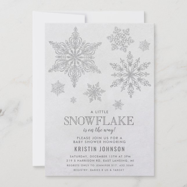 Snowflake Winter Baby Shower Invitation (Front)