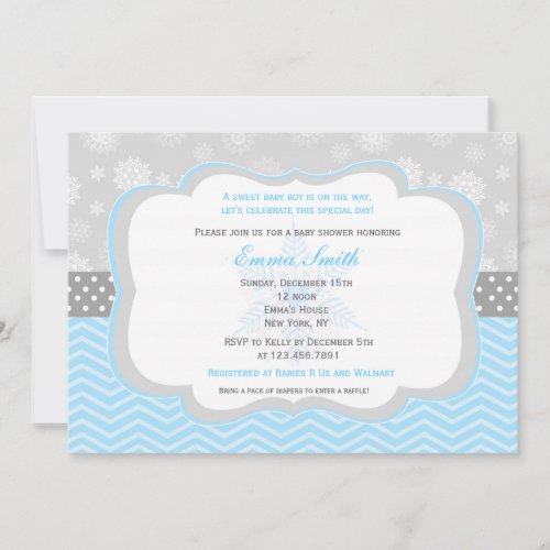 Snowflake Winter Baby Shower Invitations