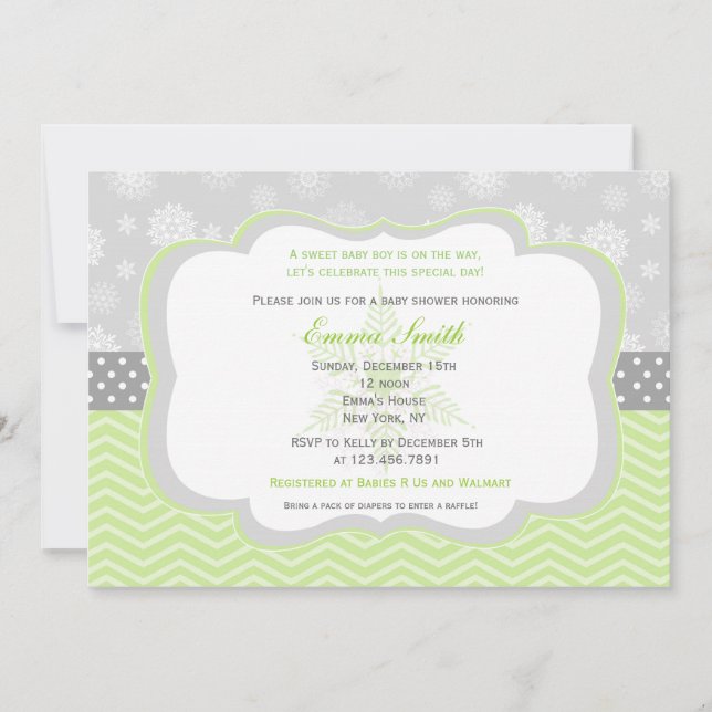 Snowflake Winter Baby Shower Invitations (Front)