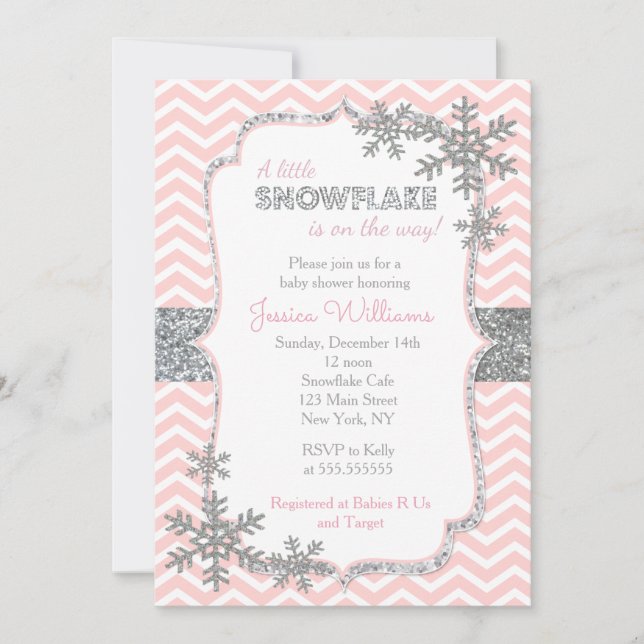 Snowflake Winter Baby Shower Invitations (Front)