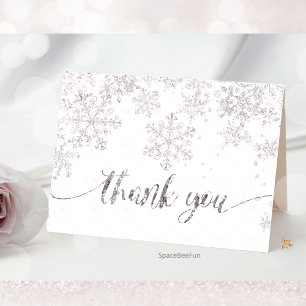 Snowflake Winter Baby shower Letterpress Thank You Card
