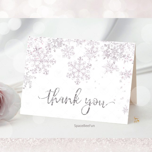 Snowflake Winter Baby shower  Thank You Card (snowflake baby shower,thank you card,winter baby shower,baby shower,snowflake theme,winter wonderlan)