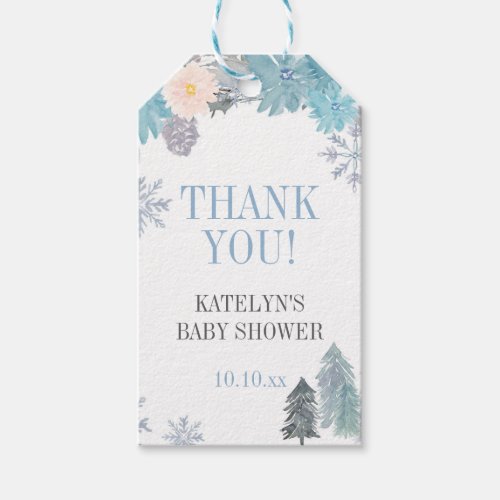 Snowflake Winter Baby Shower Thank You Tag