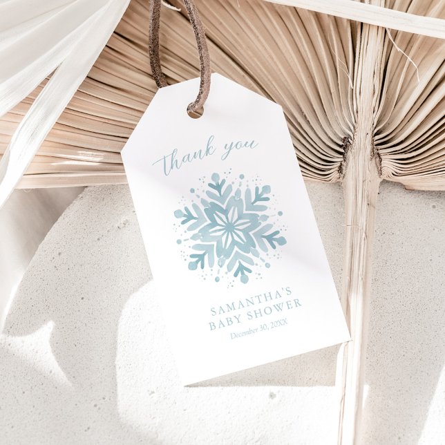 Snowflake Winter Baby Shower Thank You Tag (Creator Uploaded)