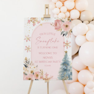 Snowflake Winter Birthday Party Welcome Sign