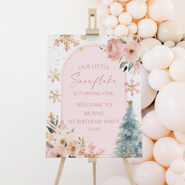 Snowflake Winter Birthday Party Welcome Sign (Creator Uploaded)