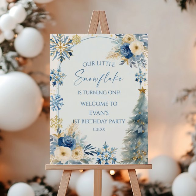Snowflake Winter Birthday Party Welcome Sign (Creator Uploaded)