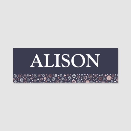 Snowflake winter blue and pink name tag