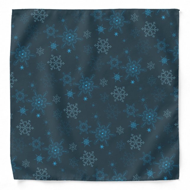 Snowflake winter blue seamless pattern bandana (Front)