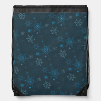 Snowflake winter blue seamless pattern drawstring bag