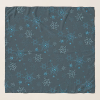 Snowflake winter blue seamless pattern scarf