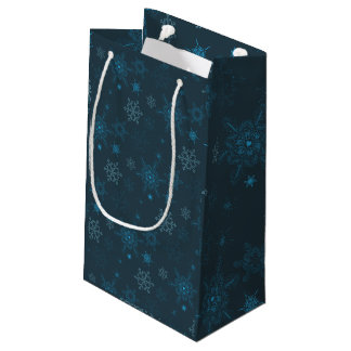Snowflake winter blue seamless pattern small gift bag