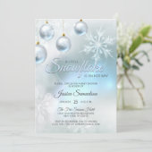 Snowflake Winter Blue Wonderland Baby Shower Invitation (Standing Front)