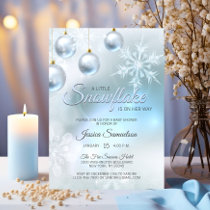 Snowflake Winter Blue Wonderland Baby Shower Invitation