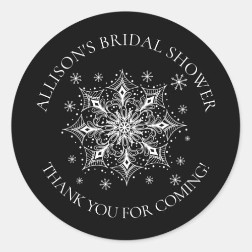 Snowflake Winter Bridal shower Classic Round Sticker