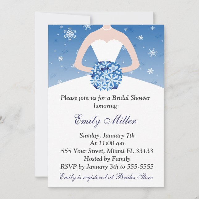 Snowflake Winter Bridal Shower Invitation (Front)